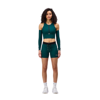 Bandit Running Women's Cadence Zip Front Race Crop - Pine