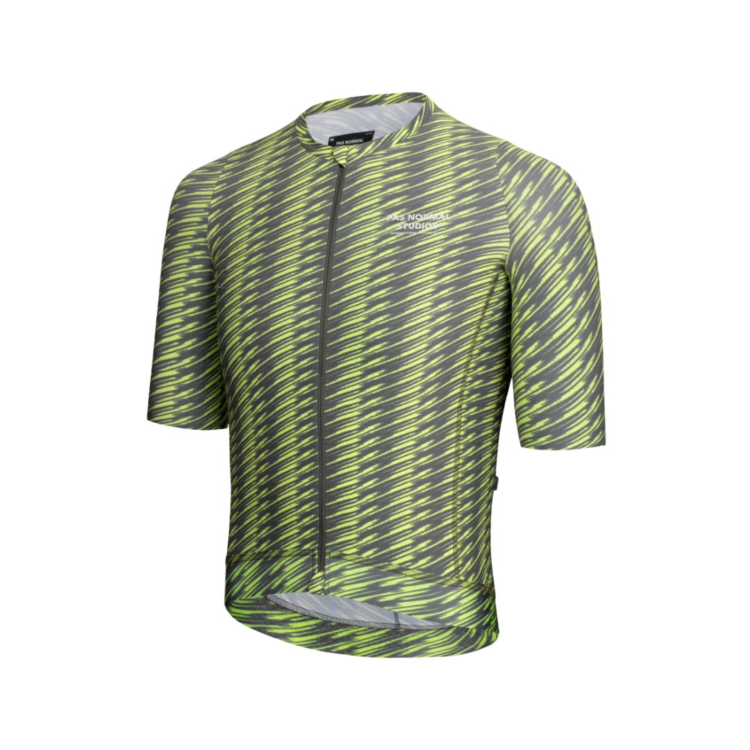 Pas Normal Studios Solitude Jersey - Dark Moss/Lime Green