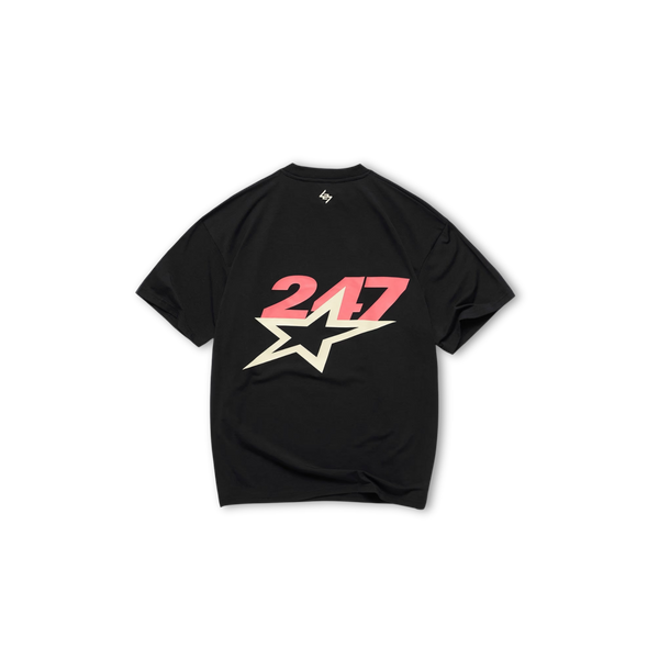 247 TEAM STAR PRINT OVERSIZED TSHIRT - Jet Black