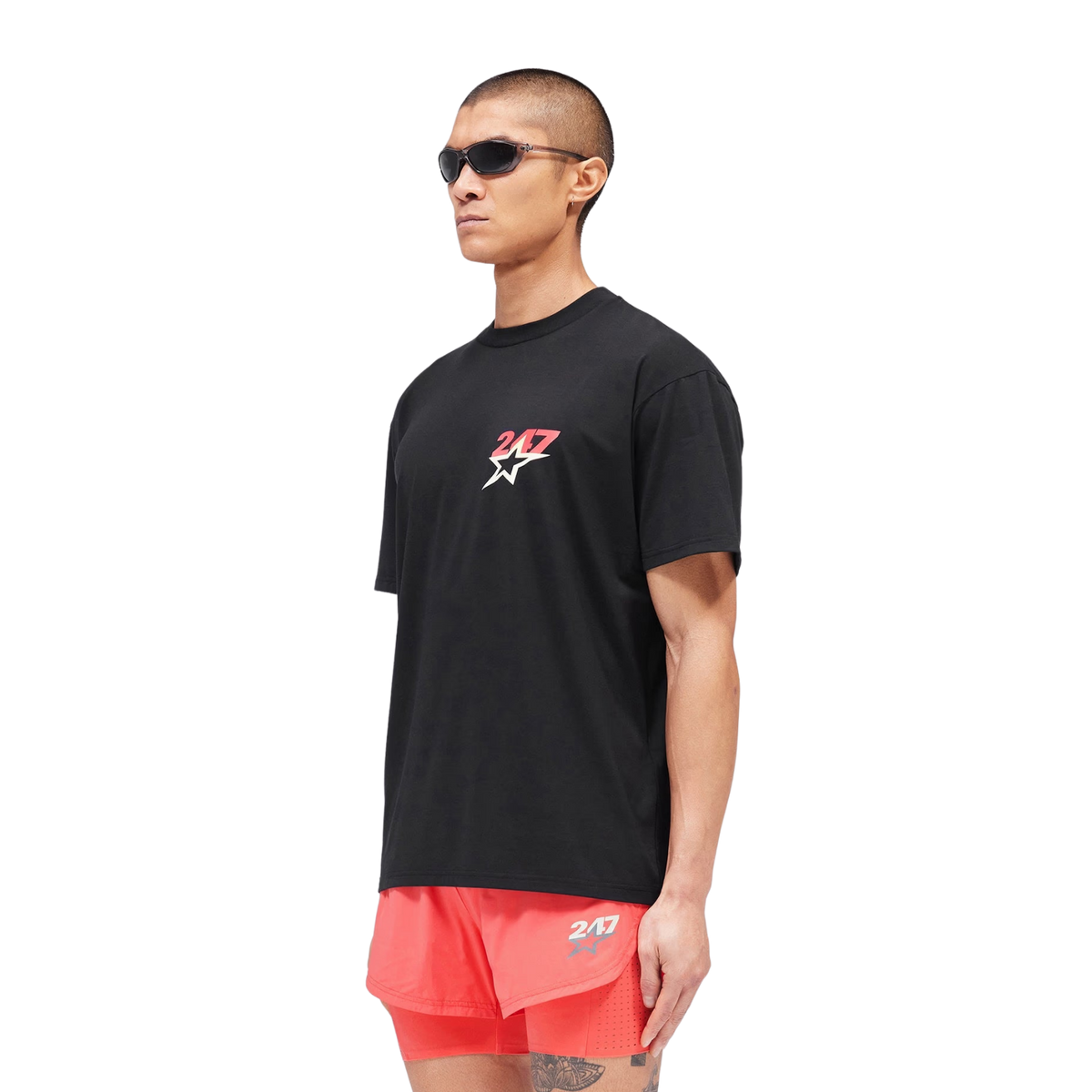 247 TEAM STAR PRINT OVERSIZED TSHIRT - Jet Black