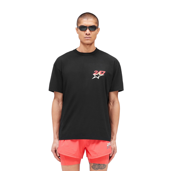 247 TEAM STAR PRINT OVERSIZED TSHIRT - Jet Black