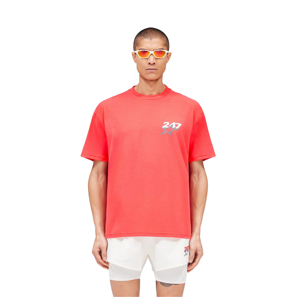 247 TEAM STAR PRINT OVERSIZED TSHIRT - Racing Red
