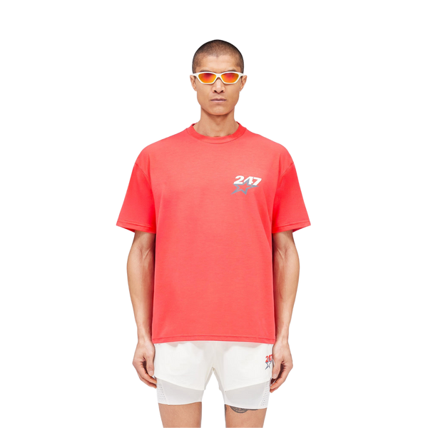 247 TEAM STAR PRINT OVERSIZED TSHIRT - Racing Red