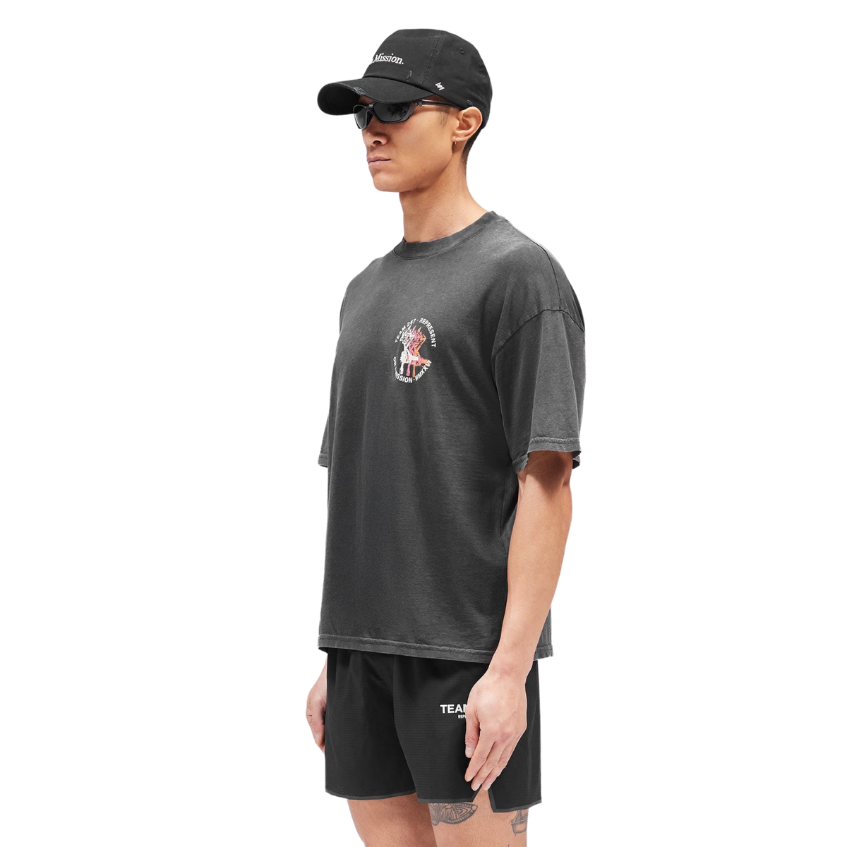 247 TORCH CROP TEE - Washed Black