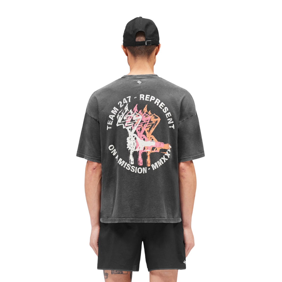 247 TORCH CROP TEE - Washed Black