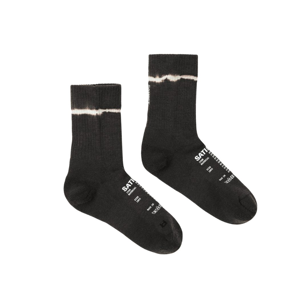 Satisfy Running Merino Nylon Tube Socks - Black Tie Dye