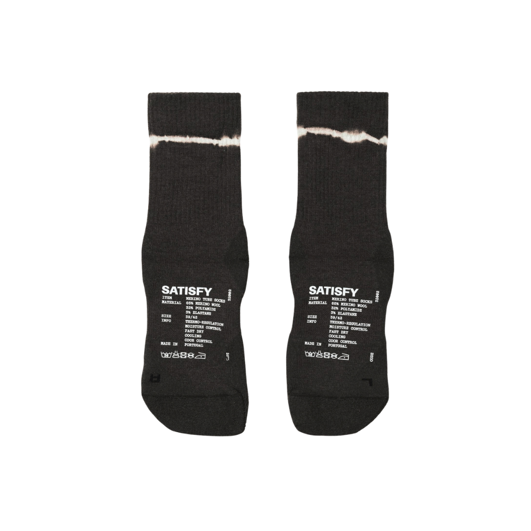 Satisfy Running Merino Nylon Tube Socks - Black Tie Dye