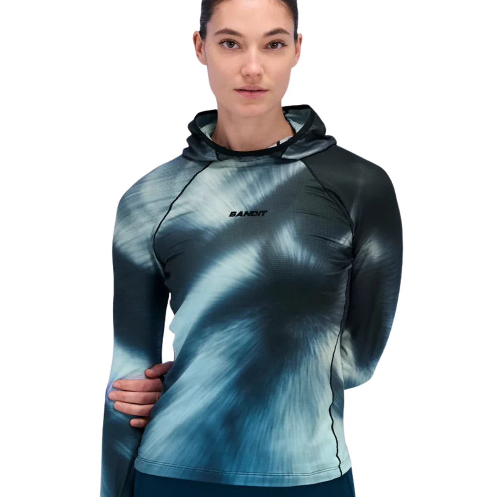 BANDIT RUNNING Women's AuraGrid™ Hooded Performance Top - Storm Multi