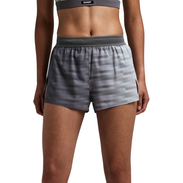 Bandit Running Women's CoolGrid™ 3" Split Shorts - Uneven Gradient - Plaster/Slate