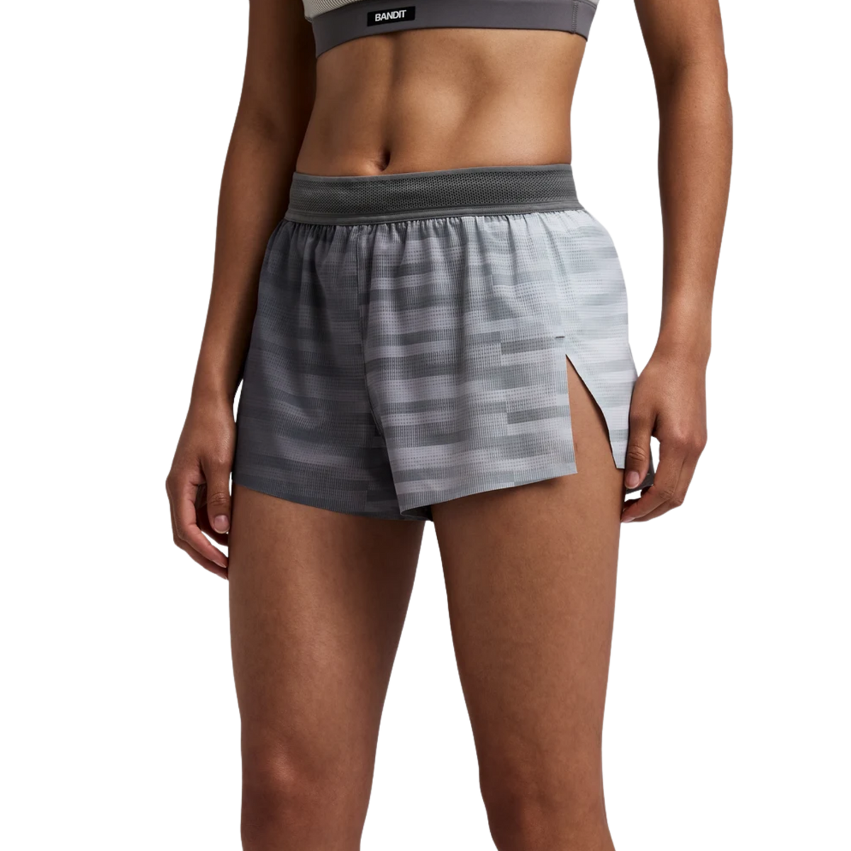 Bandit Running Women's CoolGrid™ 3" Split Shorts - Uneven Gradient - Plaster/Slate