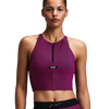 BanditRunningWomen_sStripedCadence_ZipFrontRaceCrop-Espresso_Azalea2