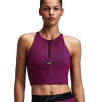 BanditRunningWomen_sStripedCadence_ZipFrontRaceCrop-Espresso_Azalea2