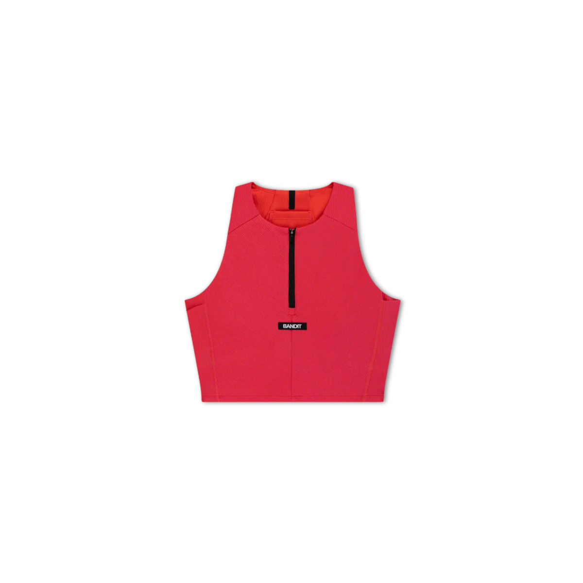 Bandit Running Women's Striped Cadence™ Zip Front Race Crop - Poppy/Azalea