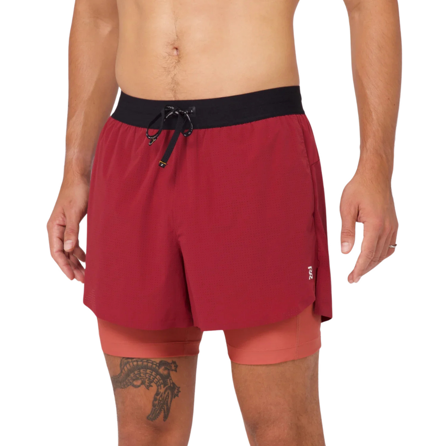 BanditRunning_Vento4" 2-in-1_Short, Men's _CHERRY/SPICE_Side