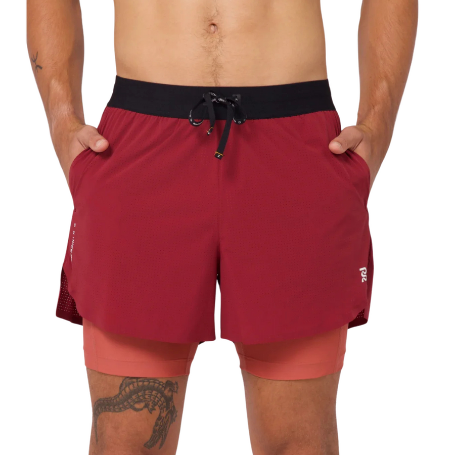 BanditRunning_Vento4" 2-in-1_Short, Men's _CHERRY/SPICE_Front