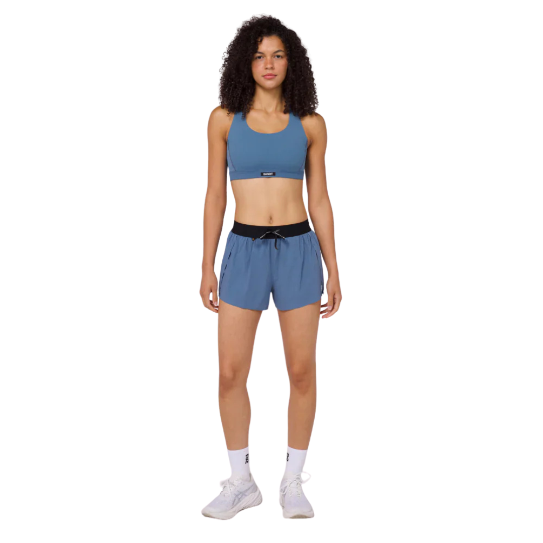 BanditRunning_VentoWomen's_3" SplittyShort _STEEL BLUE_Front1