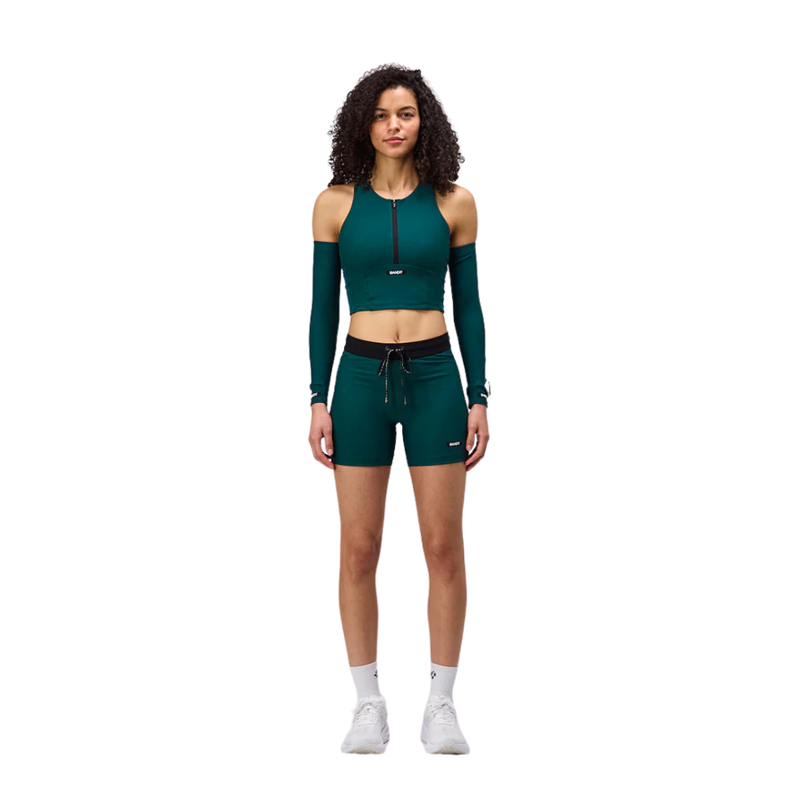 Bandit Running Women's Cadence Zip Front Race Crop - Pine