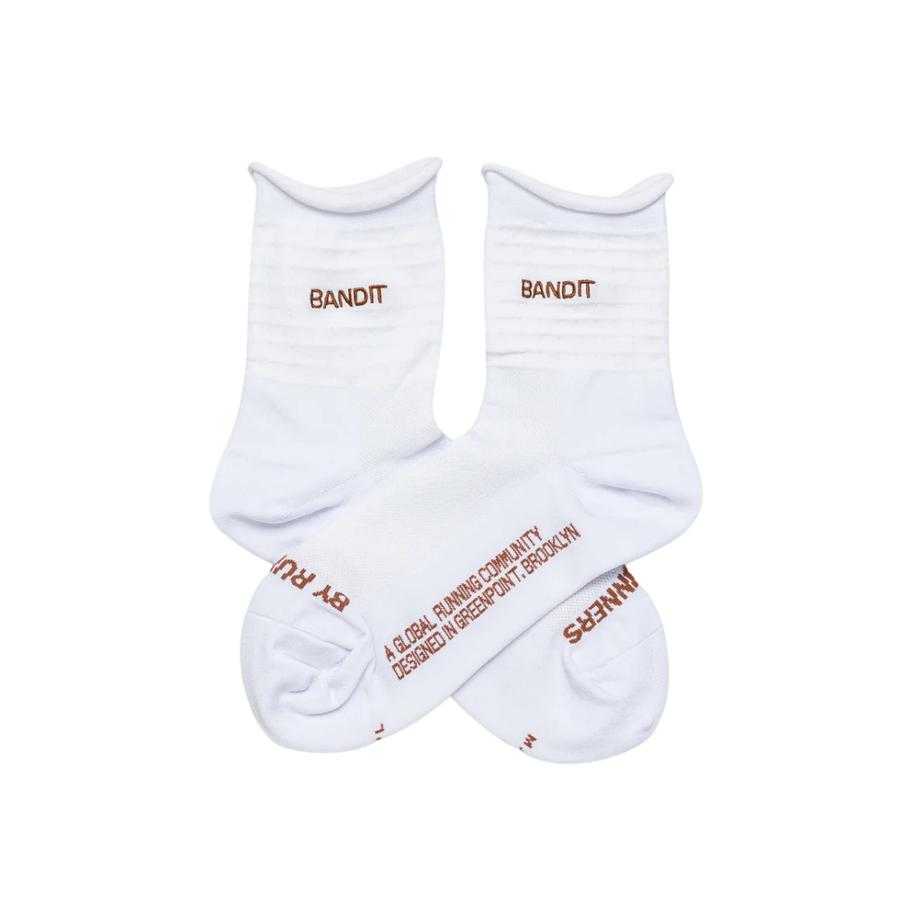Bandit Running Grid Knit™ Run Socks - White with Baked Clay (2 Pack)
