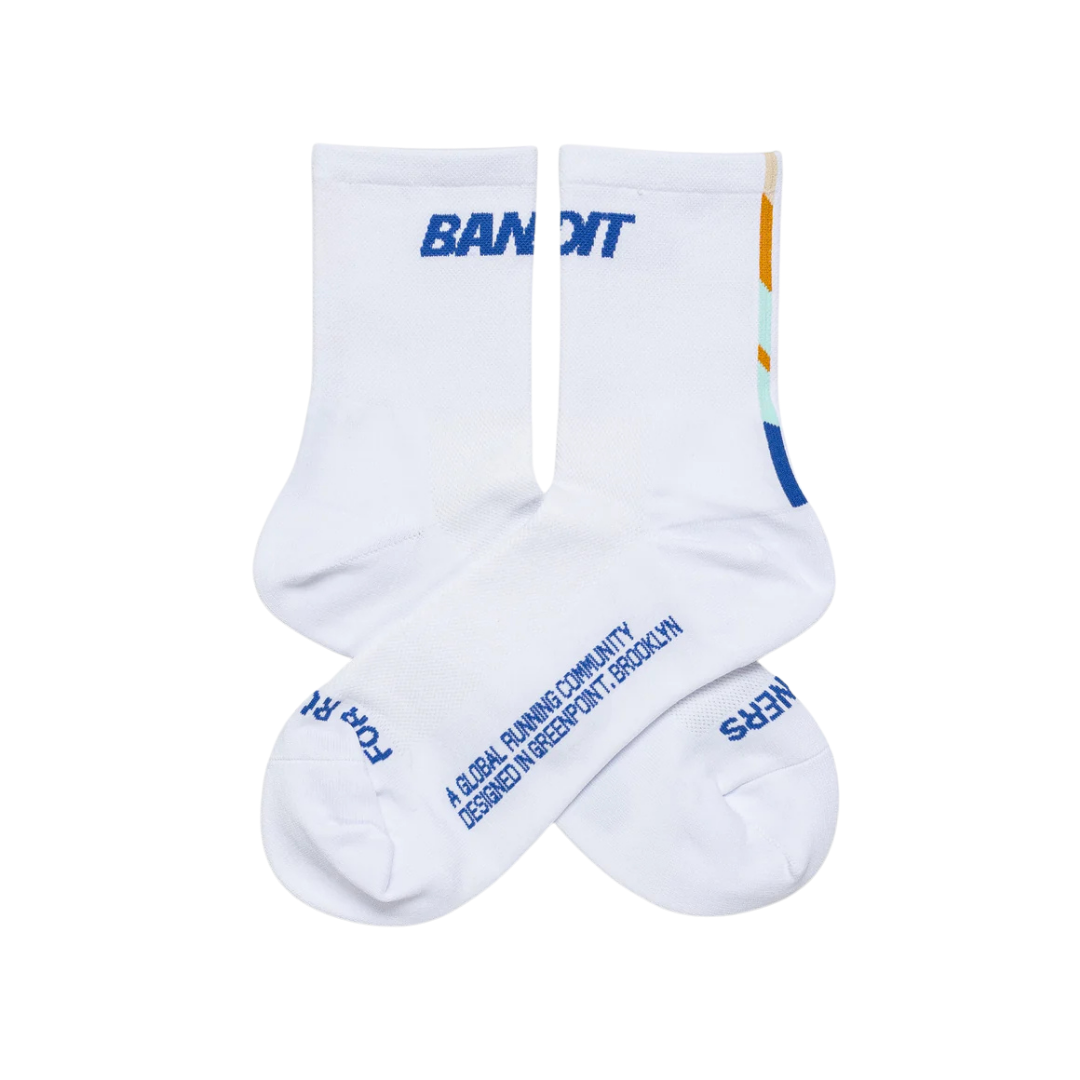 Bandit Running Lite Run™ Socks - White with Deep Peri Blue (2 Pack)