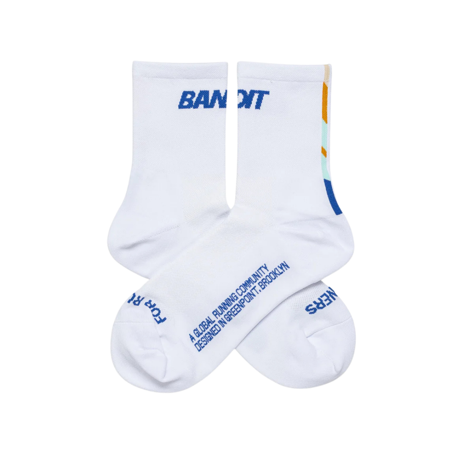 Bandit Running Lite Run™ Socks - White with Deep Peri Blue (2 Pack)