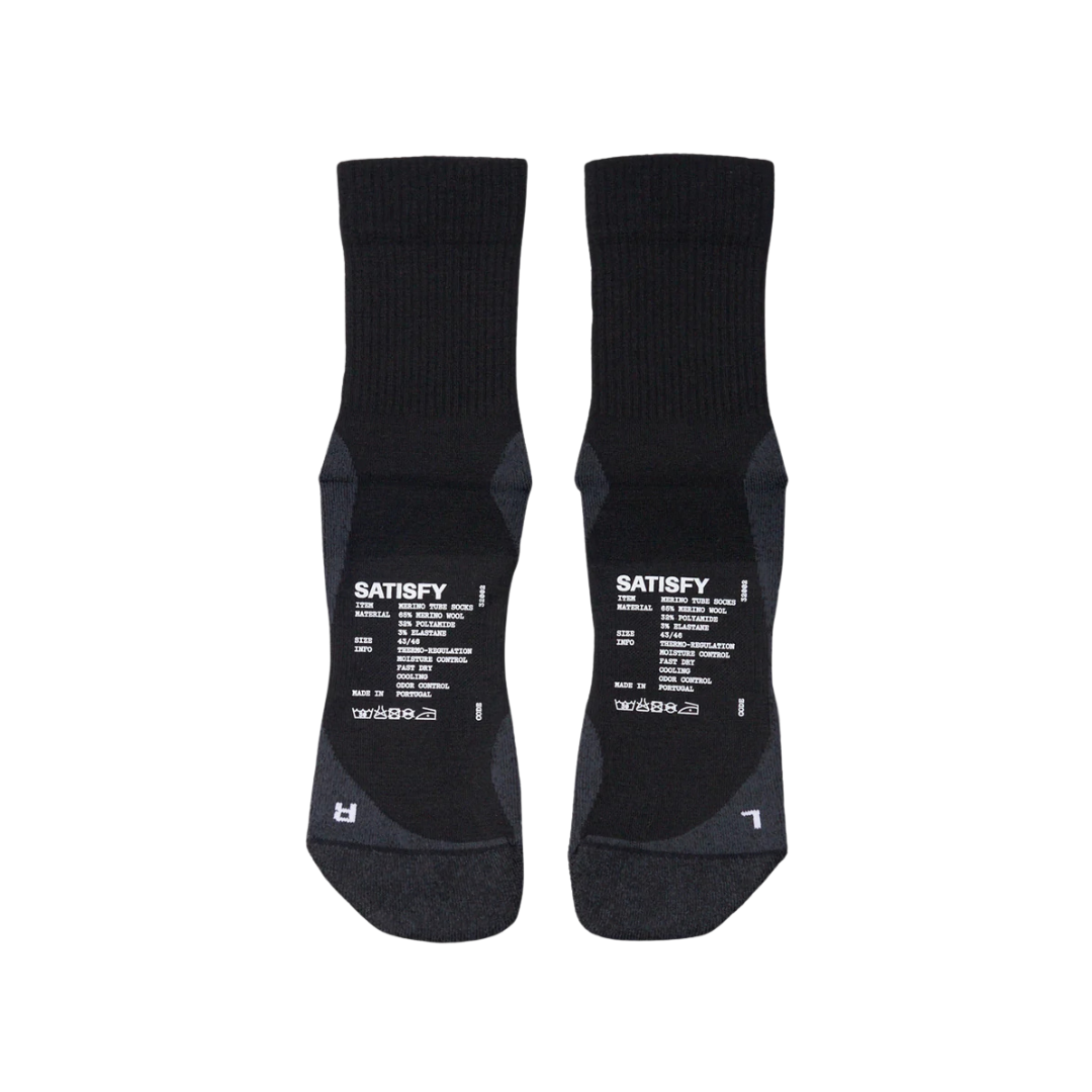 Satisfy Running Merino Nylon Tube Socks - Black