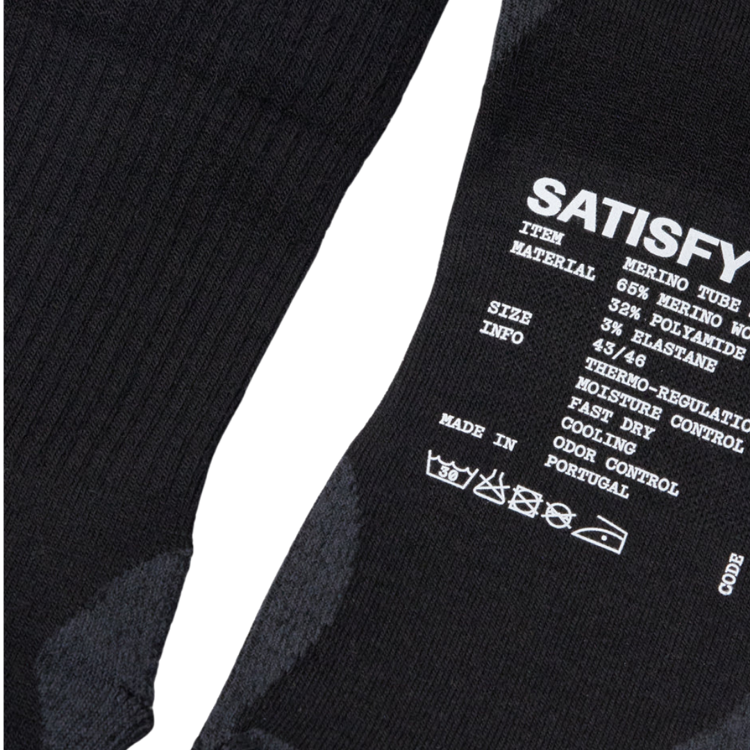 Satisfy Running Merino Nylon Tube Socks - Black