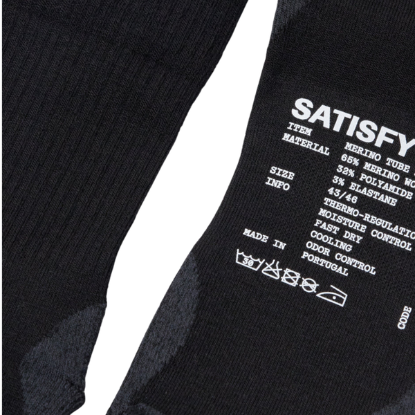 Satisfy Running Merino Nylon Tube Socks - Black