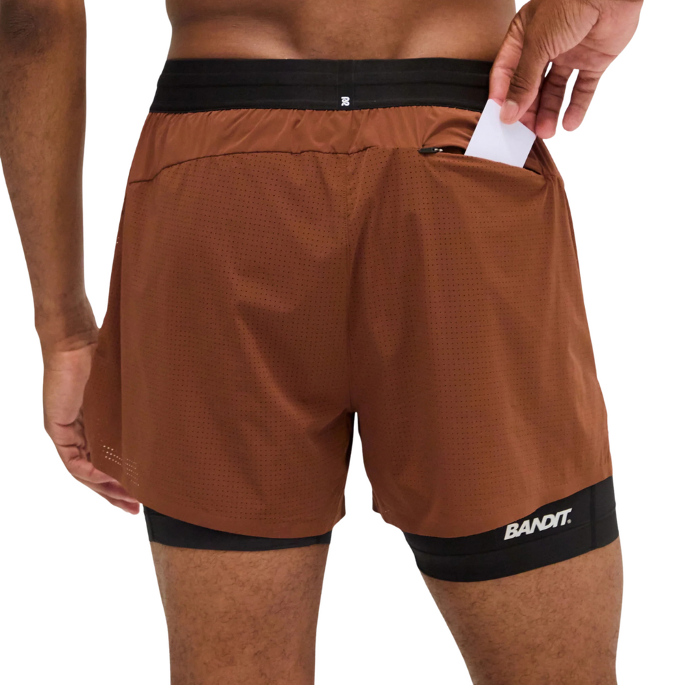 Bandit Running Men's Vento™ 2-In-1 Run Short - Coffee Bean