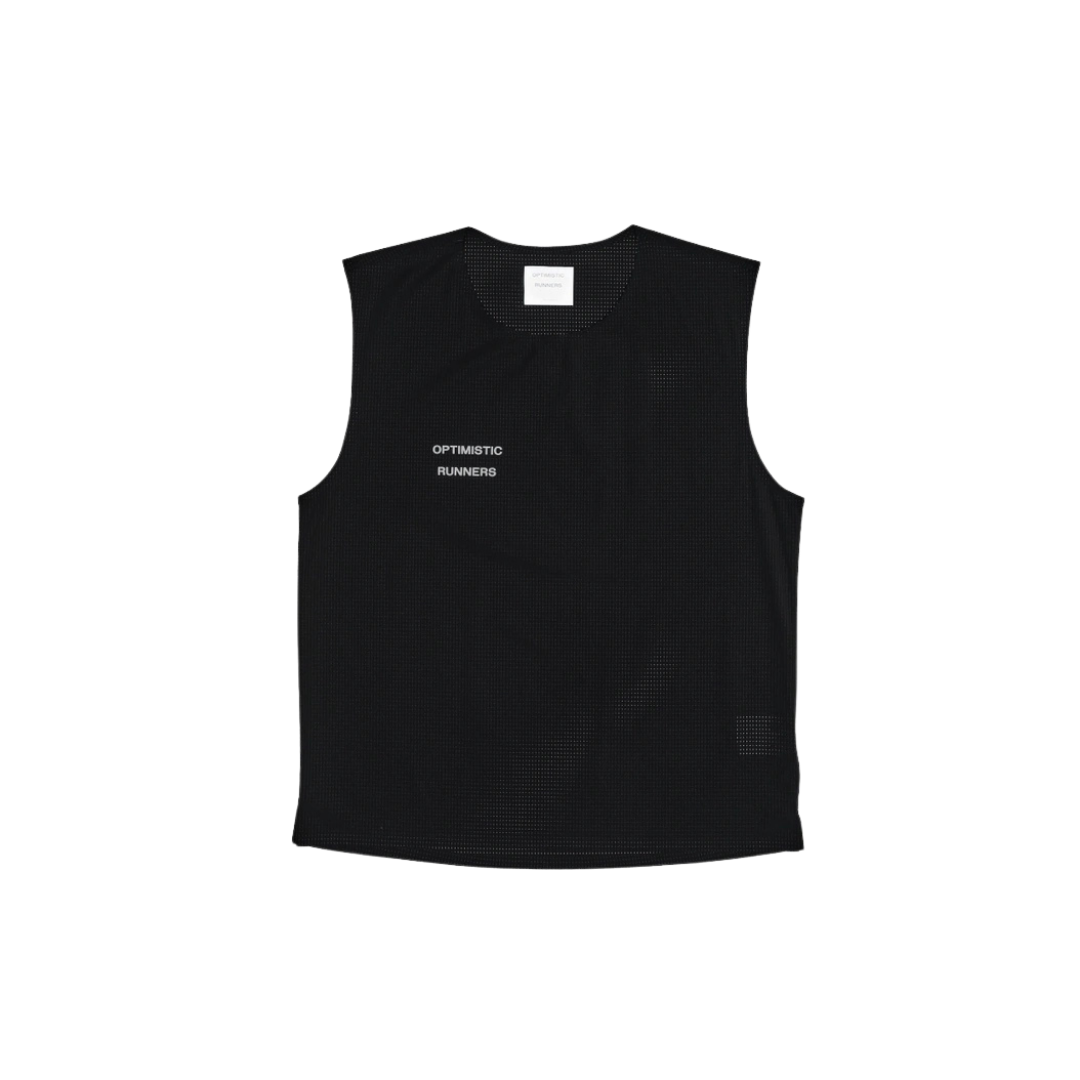 OPTIMISTIC RUNNER Perforated Crop Tank Top - BLACK