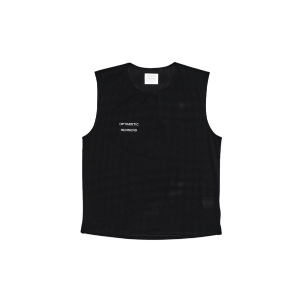 OPTIMISTIC RUNNER Perforated Crop Tank Top - BLACK
