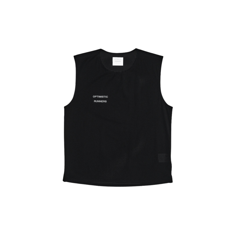 OPTIMISTIC RUNNER Perforated Crop Tank Top - BLACK