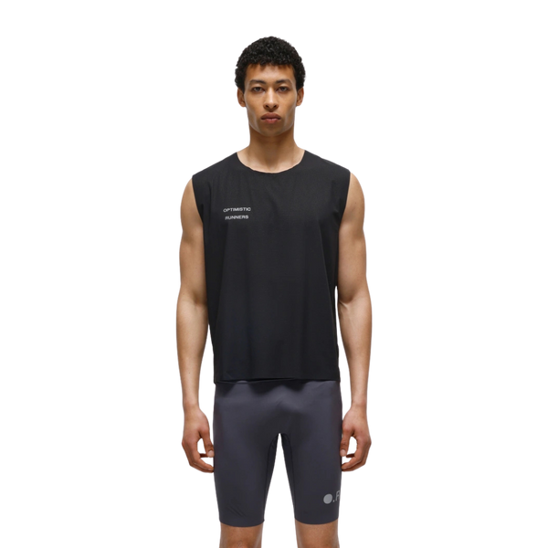 OPTIMISTIC RUNNER Perforated Crop Tank Top - BLACK
