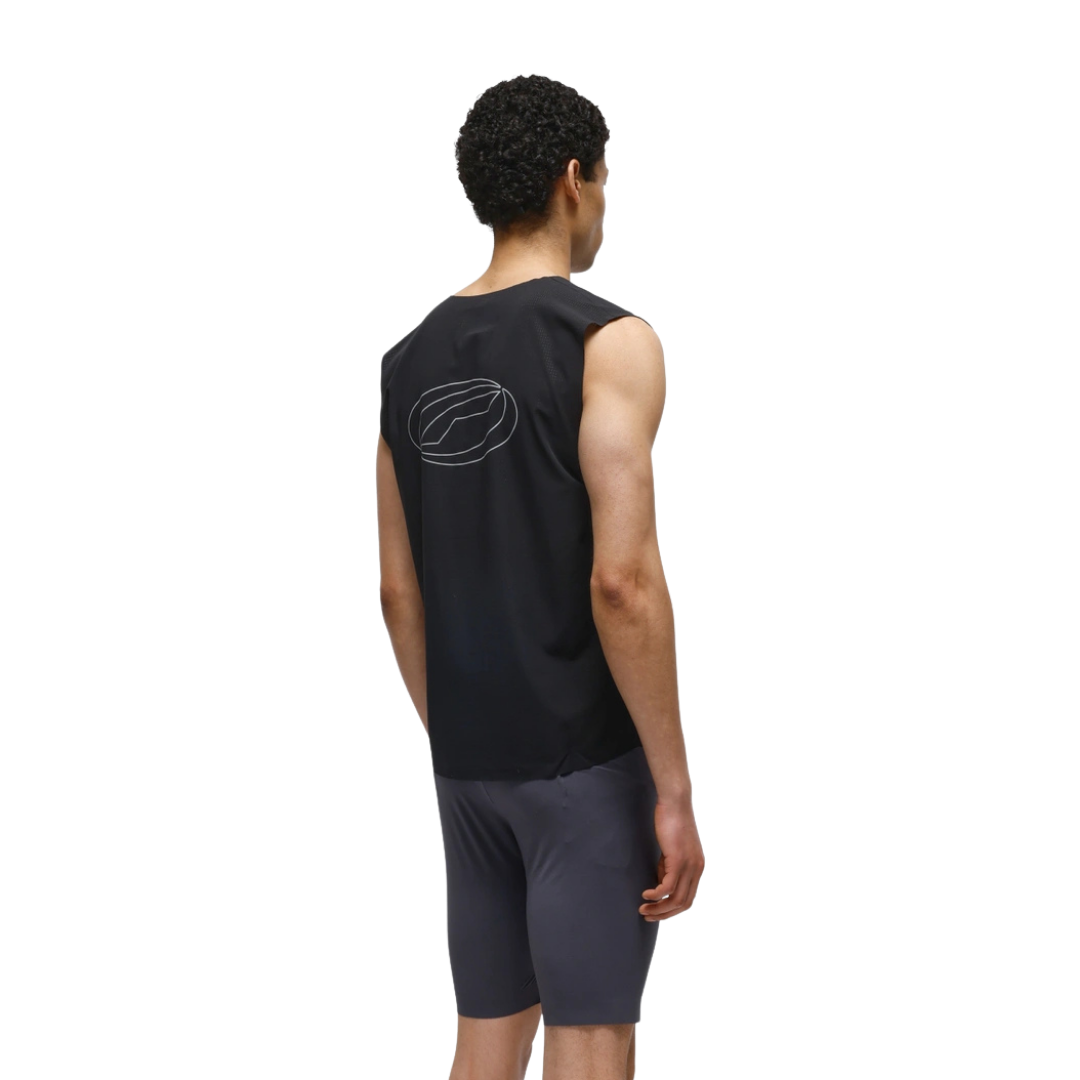 OPTIMISTIC RUNNER Perforated Crop Tank Top - BLACK