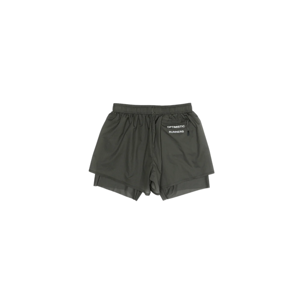 OPTIMISTIC RUNNER Layered Shorts - DARK GREEN