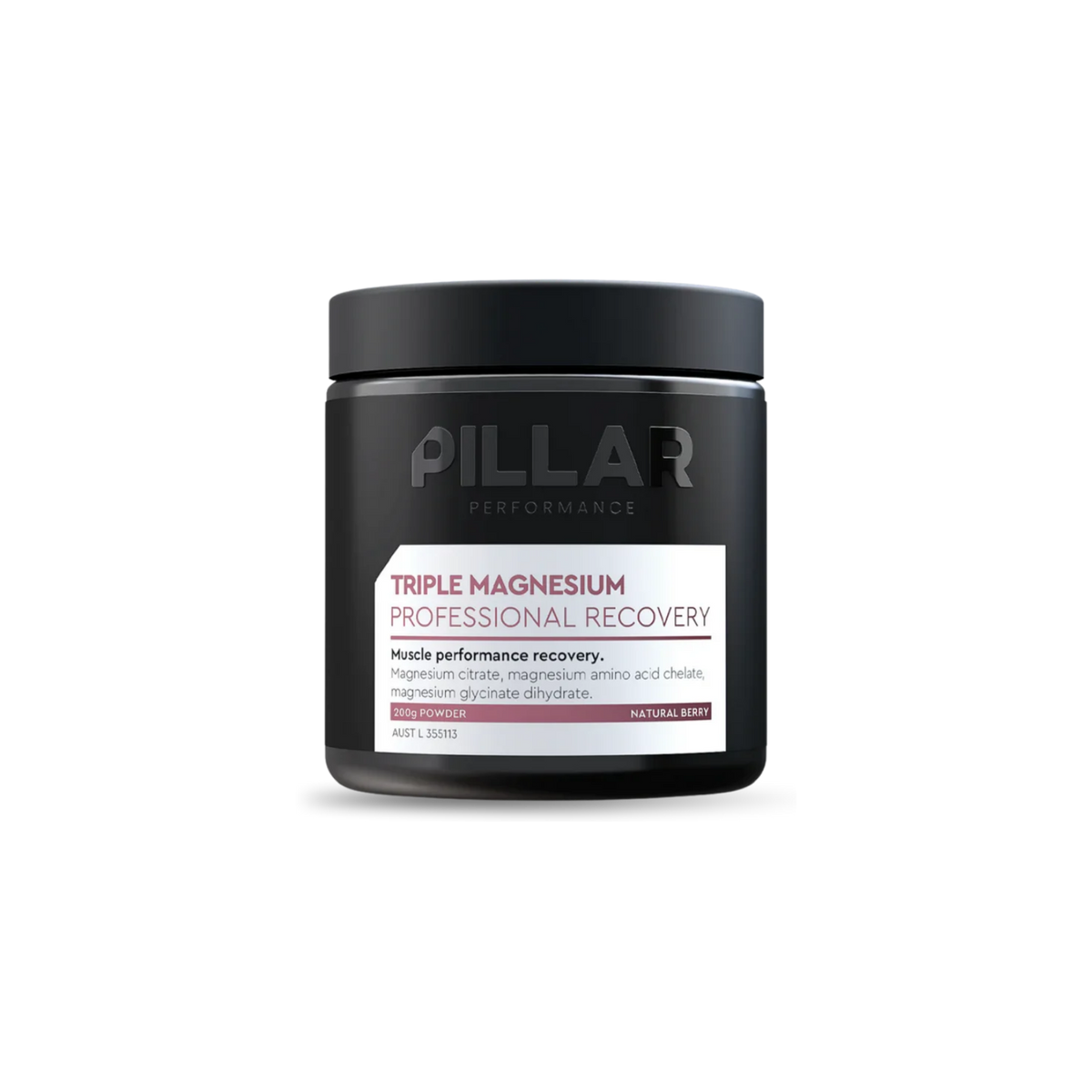 PILLAR TRIPLE MAGNESIUM POWDER - Natural Berry - Jar (40 Serves)