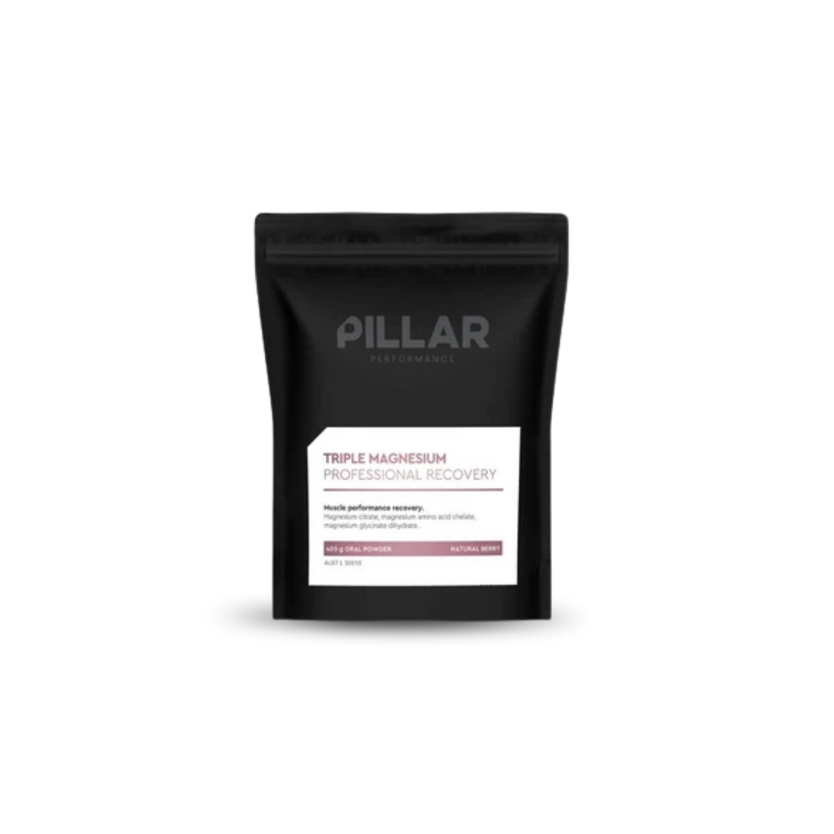 PILLAR TRIPLE MAGNESIUM POWDER - Natural Berry (Pouch, 40 Serves)