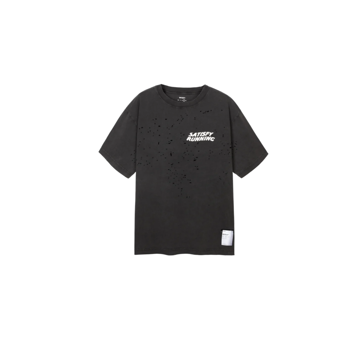 Satisfy Running MothTech T-Shirt - Aged Black Satisfy Running Small Logo WA
