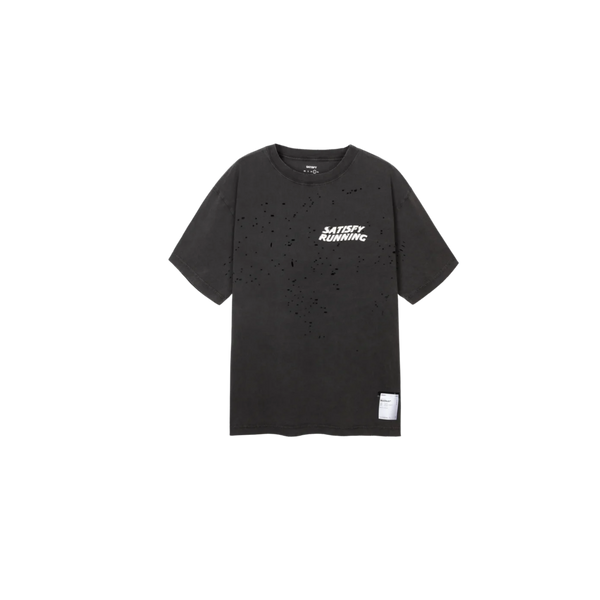 Satisfy Running MothTech T-Shirt - Aged Black Satisfy Running Small Logo WA