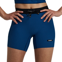 Bandit Running Women's Striped Cadence™ 5" Compression Shorts - Ink Blue / Aegean