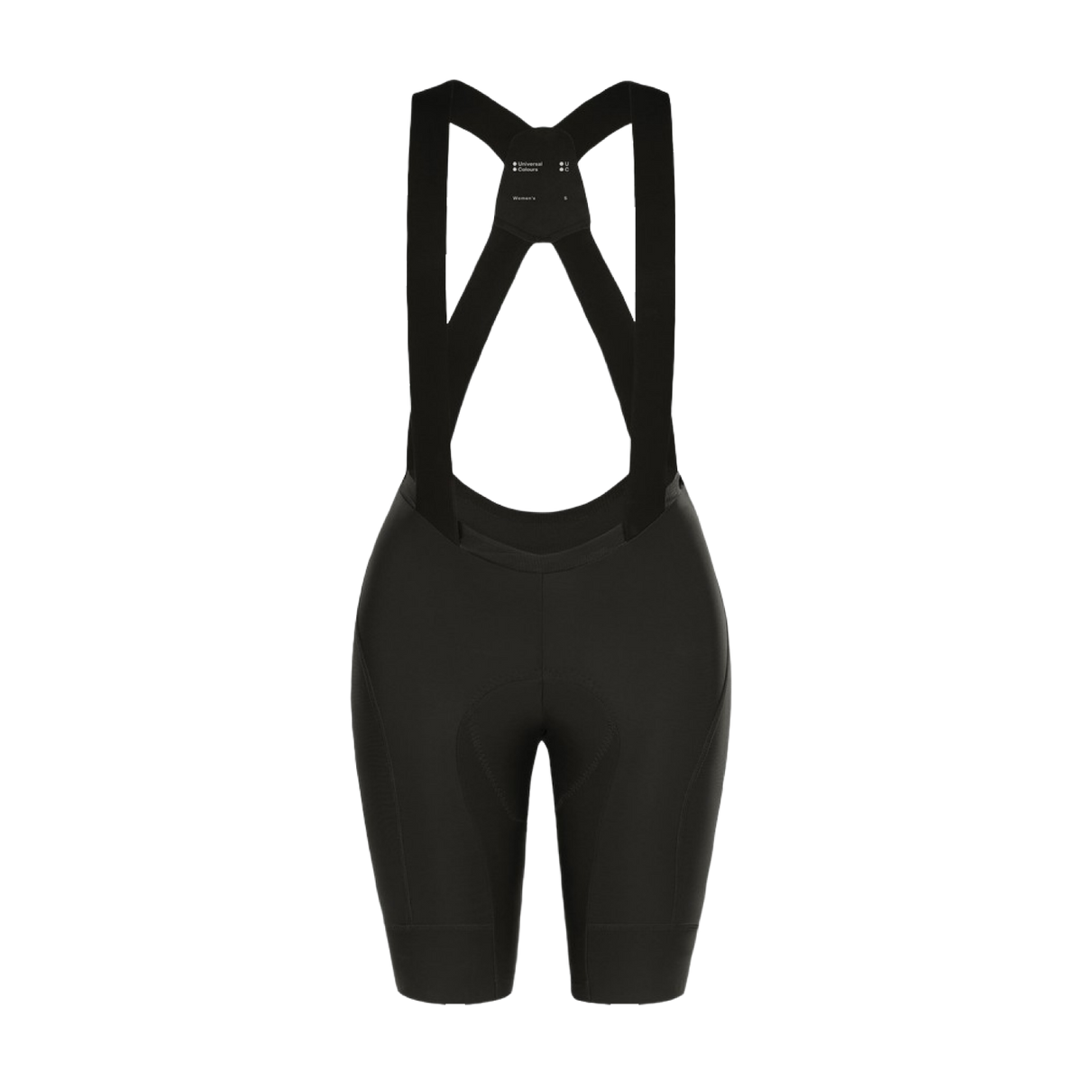 UniversalColours_MonoWomens_BibShort_Black_Front