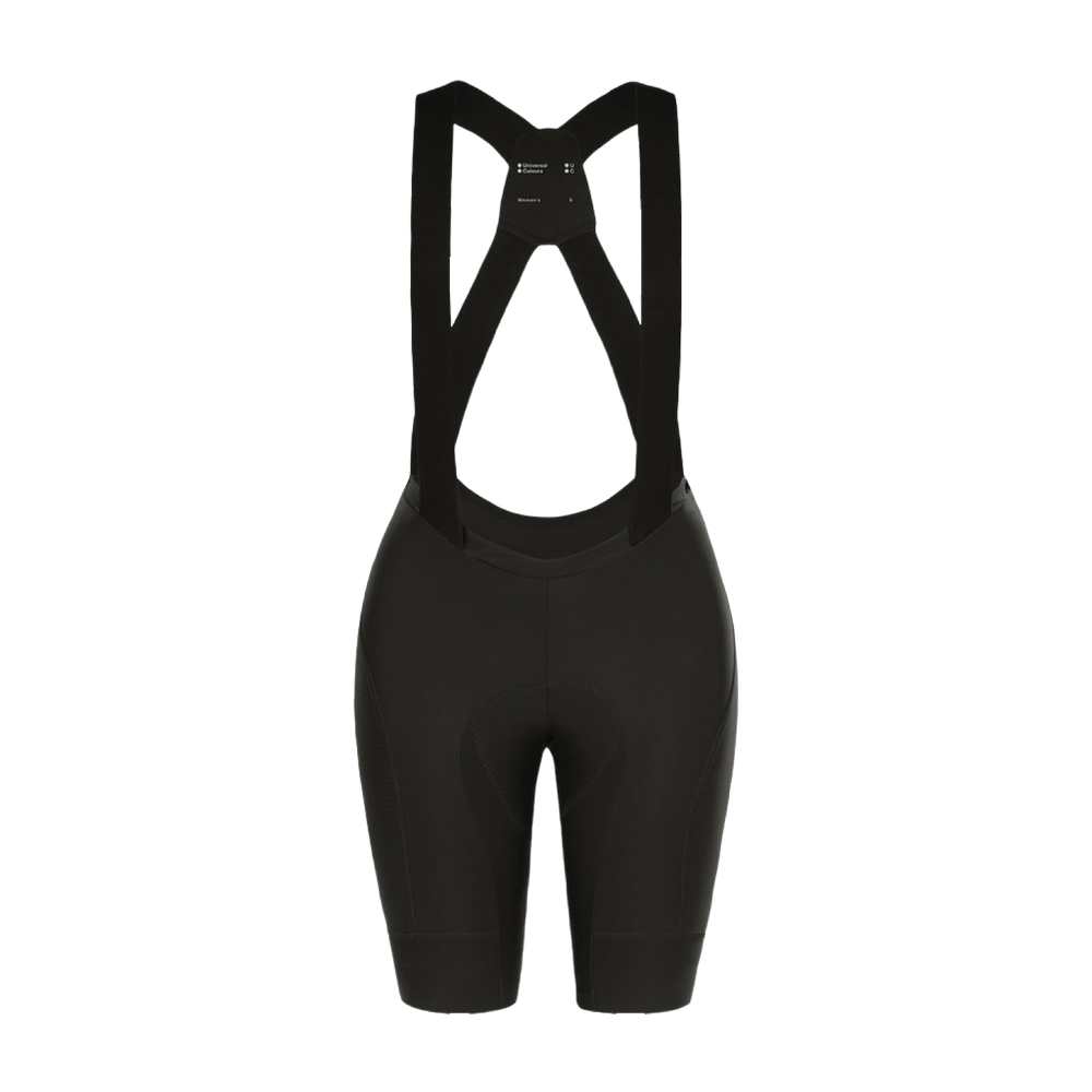 UniversalColours_MonoWomens_BibShort_Black_Front