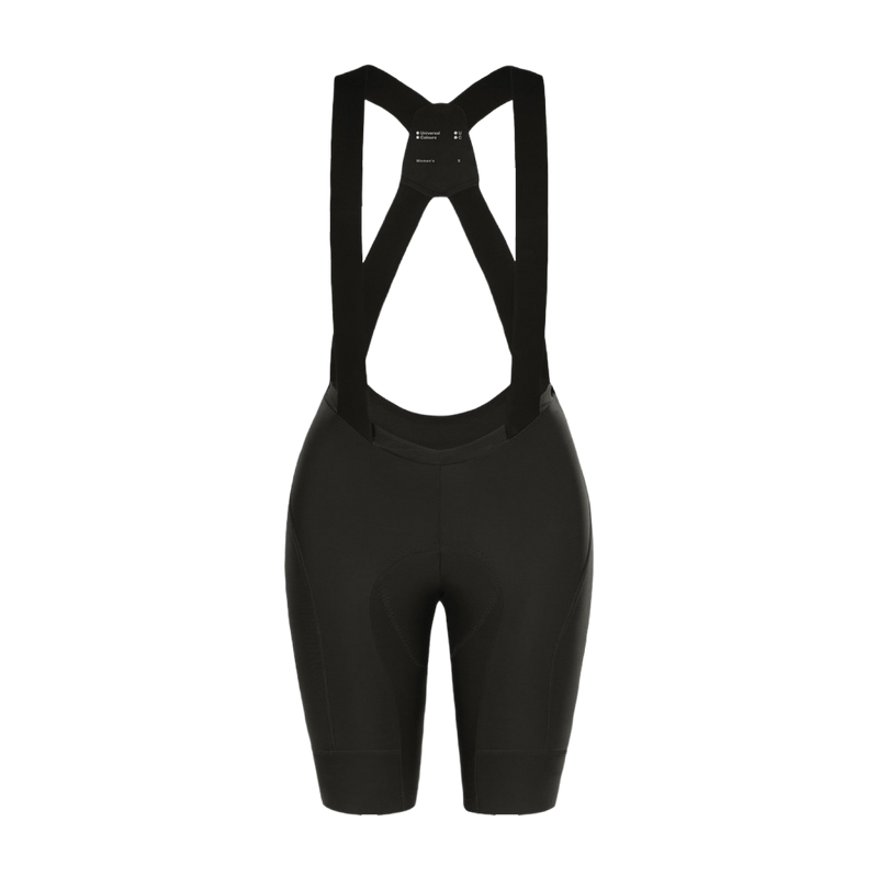 UniversalColours_MonoWomens_BibShort_Black_Front