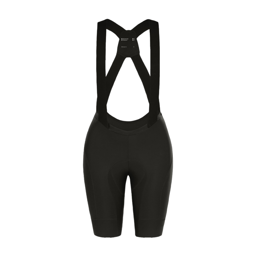 UniversalColours_MonoWomens_BibShort_Black_Front