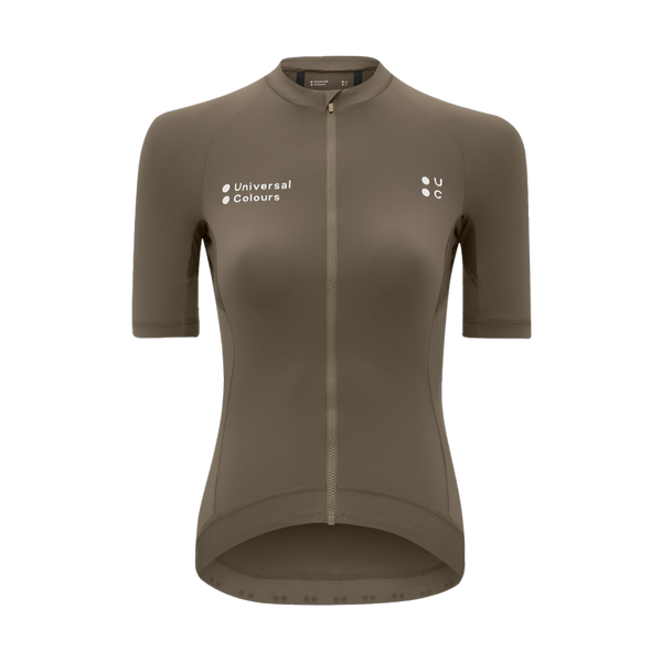 UniversalColours_MonoWomens_ShortSleeveJersey_MidDarkBrown_Front