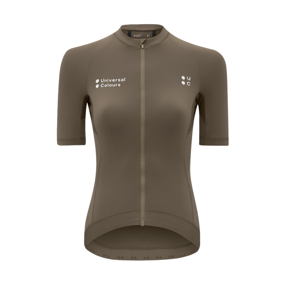UniversalColours_MonoWomens_ShortSleeveJersey_MidDarkBrown_Front