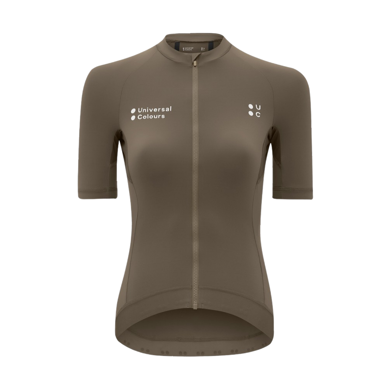 UniversalColours_MonoWomens_ShortSleeveJersey_MidDarkBrown_Front