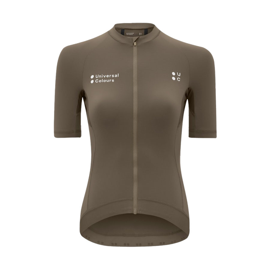 UniversalColours_MonoWomens_ShortSleeveJersey_MidDarkBrown_Front